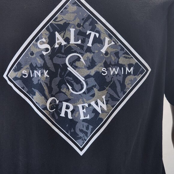 Salty Crew Mens Black T-Shirt Large Cotton Graphic Tee Casual Apparel - Picture 6 of 8
